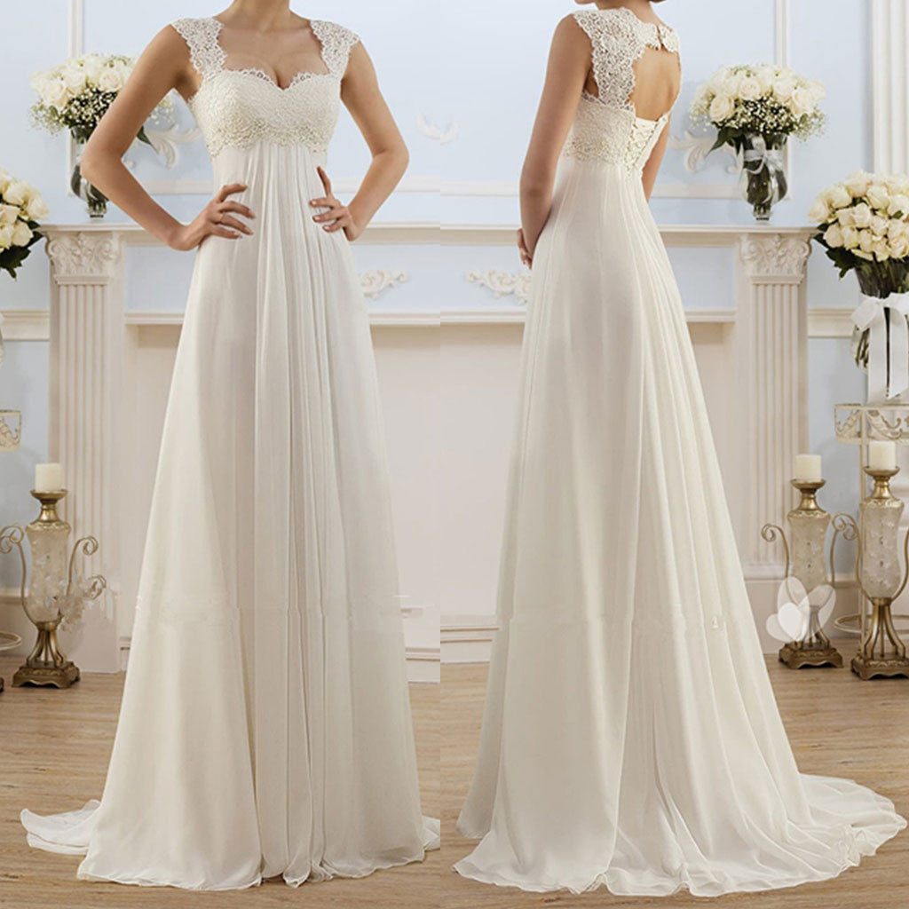 Lace Panel Maxi Dress - Elegant Evening Gown