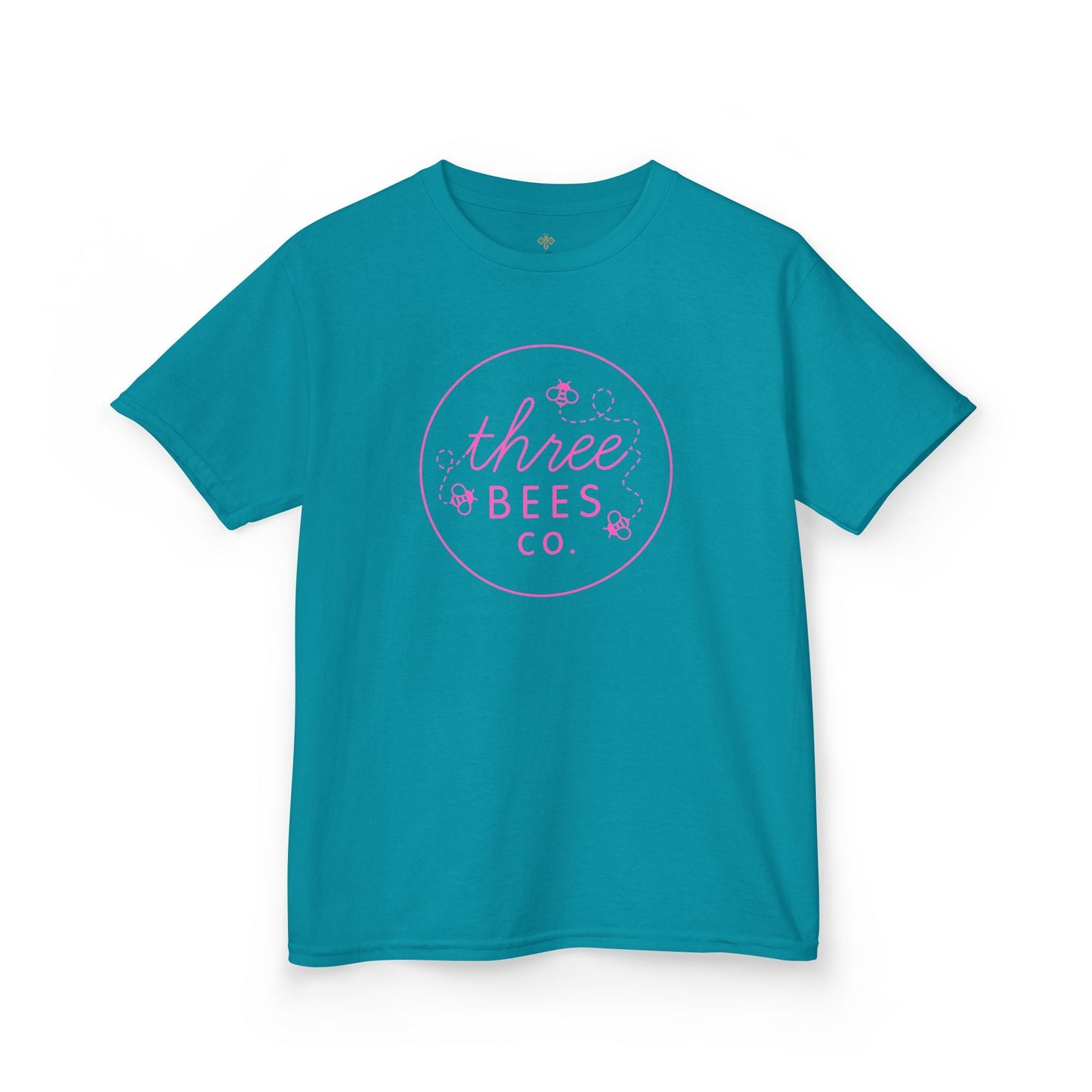Kids Heavy Cotton Gildan Three Bees Classic Logo in Pink Hive Tee