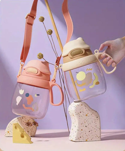 Cute Kawaii Penguin Water Bottle with Lid and Straw (1pc)