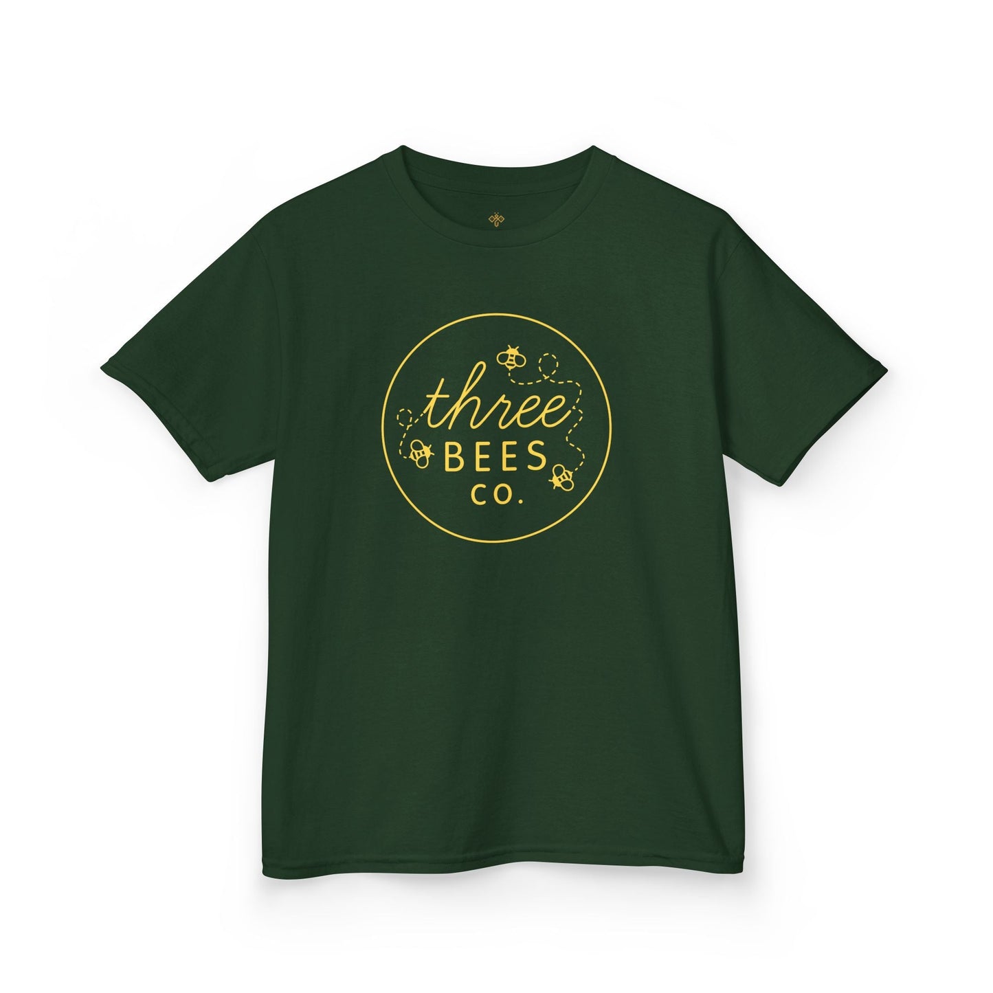 Kids Heavy Cotton Gildan Three Bees Classic Logo in Yellow Hive Tee