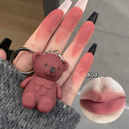 Matte White Bear Lip Mud Keychain - 6 Colors