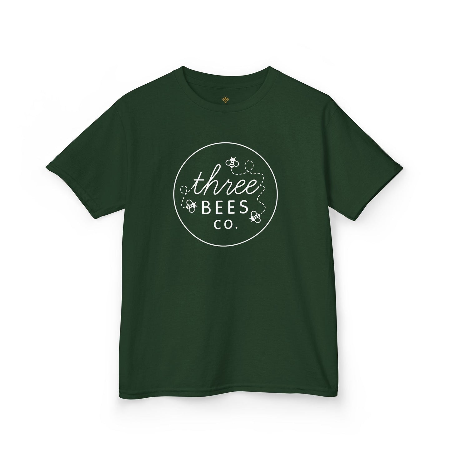 Kids Heavy Cotton Gildan Three Bees Classic Logo in White Hive Tee