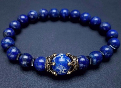 2019 New Men's Bracelet with Crown Tiger Eye Beads