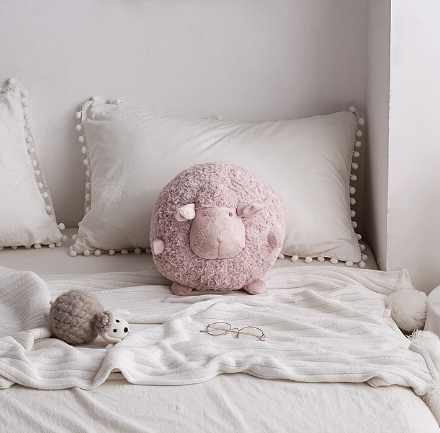Cute Cartoon Little Lamb Wool Round Pillow