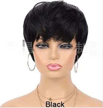 Women's Short Straight Hair Wig with Slanted Bangs