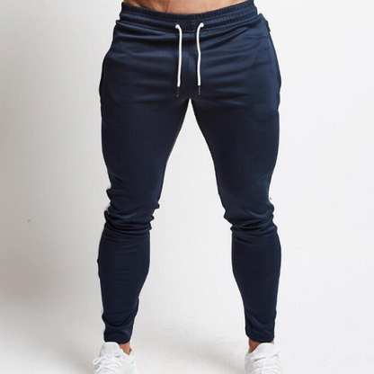 Men's Striped Sports Pants for Fitness and Running