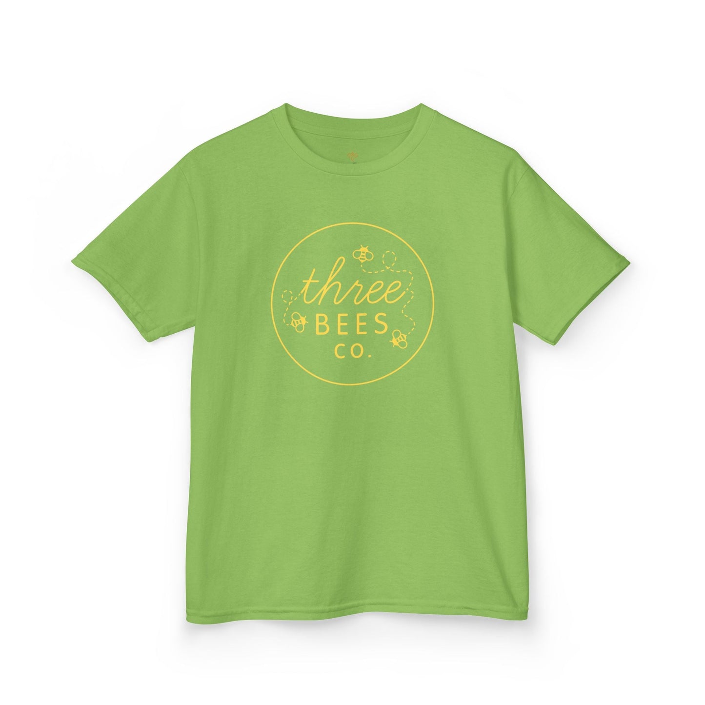 Kids Heavy Cotton Gildan Three Bees Classic Logo in Yellow Hive Tee