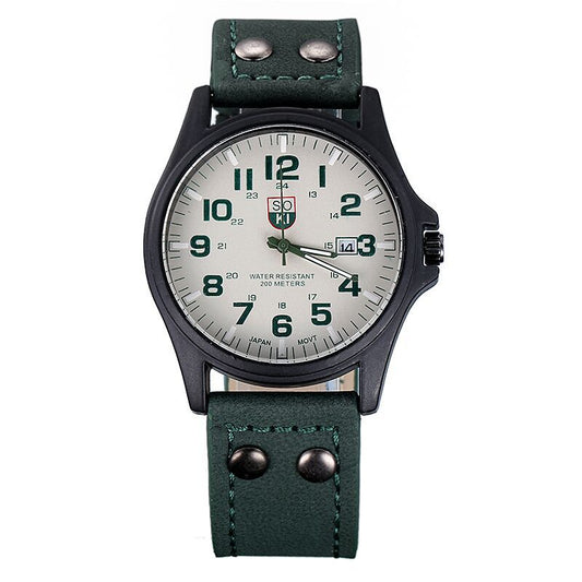 SOKI Quartz Men's Watch with Stylish Leather Band