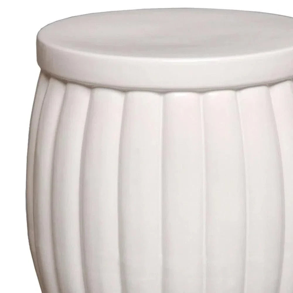 18.5 in. Fluted Ceramic Outdoor Garden Stool