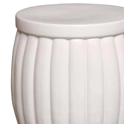 18.5 in. Fluted Ceramic Outdoor Garden Stool