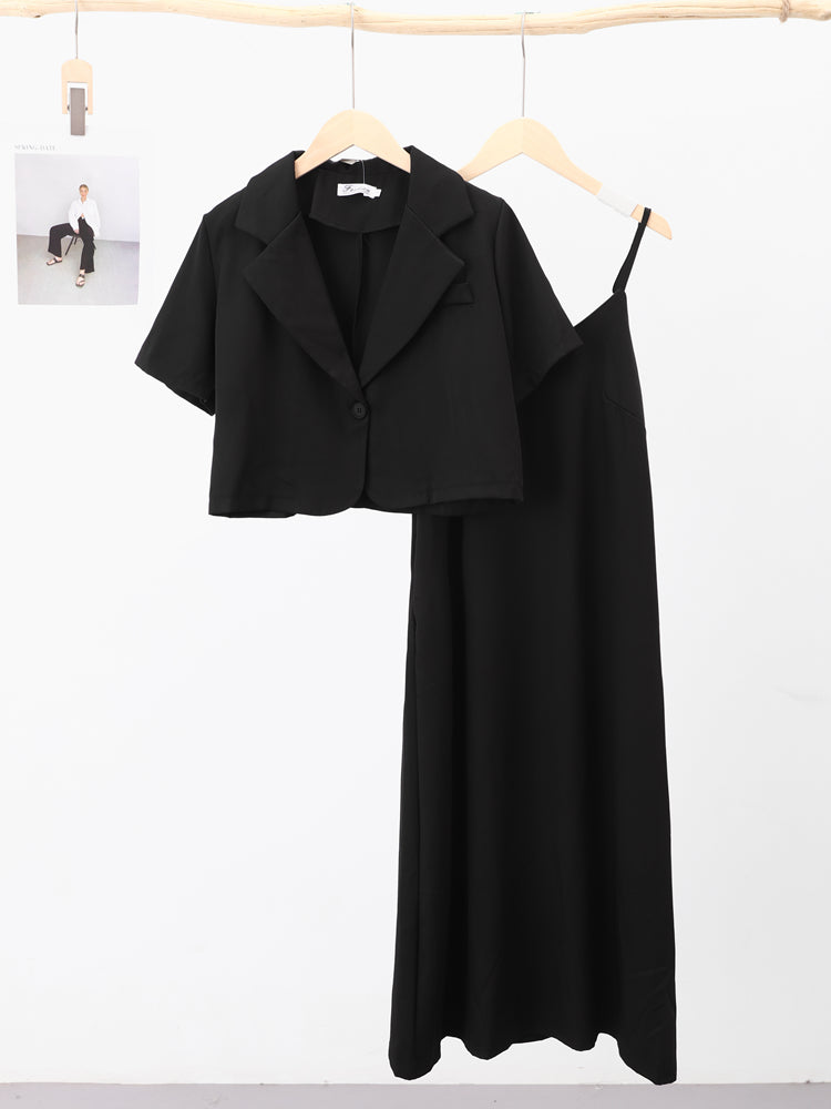 Elegant Women's Office Suit Set - Short Sleeve Blazers