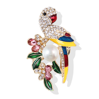 New Pearl Parrot Brooch for Sweaters and Suits