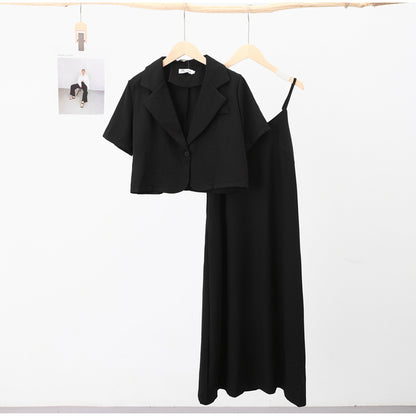 Elegant Women's Office Suit Set - Short Sleeve Blazers