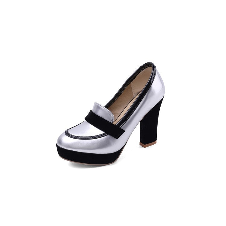 Customizable Waterproof Color Block Pointed Toe Heels