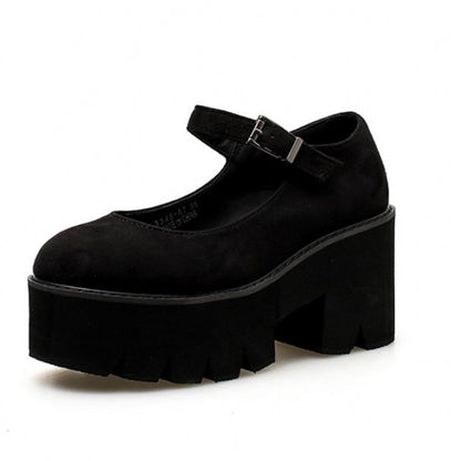 Chunky Heeled Women's Round Toe Platform Shoes