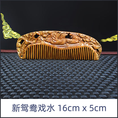Wholesale Green Sandalwood Double-Sided Carved Comb Set