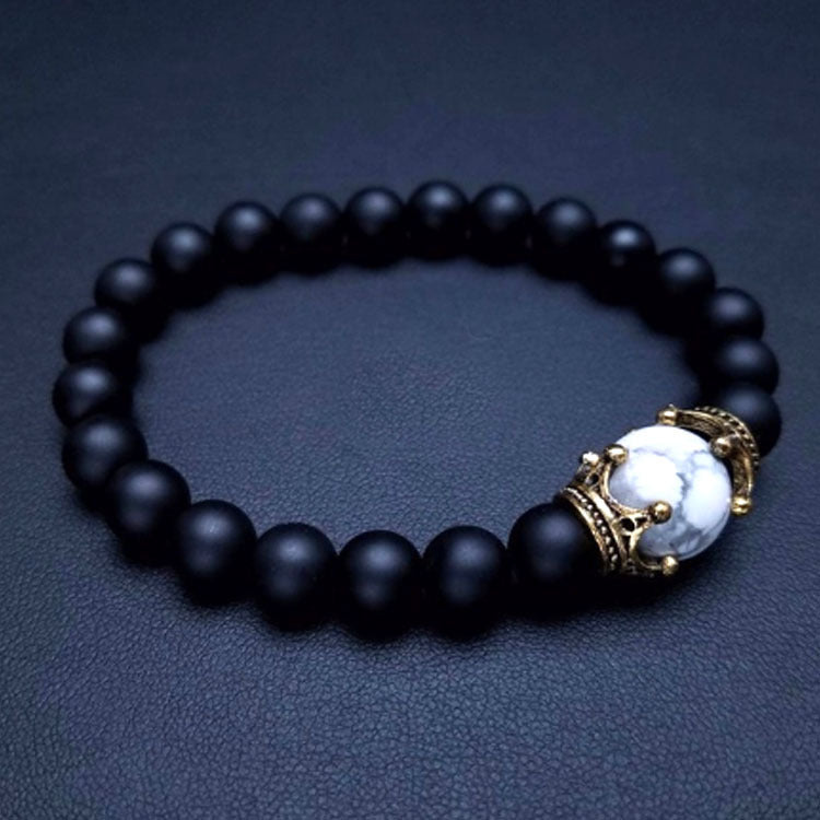 2019 New Men's Bracelet with Crown Tiger Eye Beads