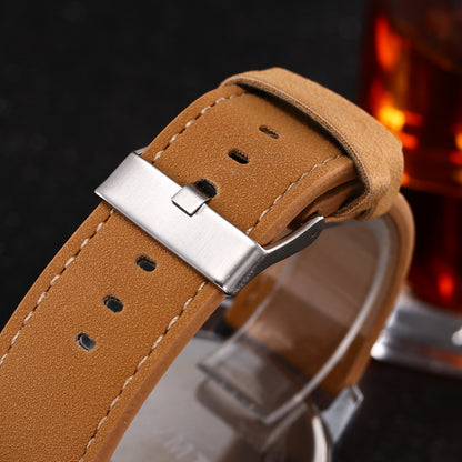 Men's Large Dial Military Sports Watch with Suede Strap