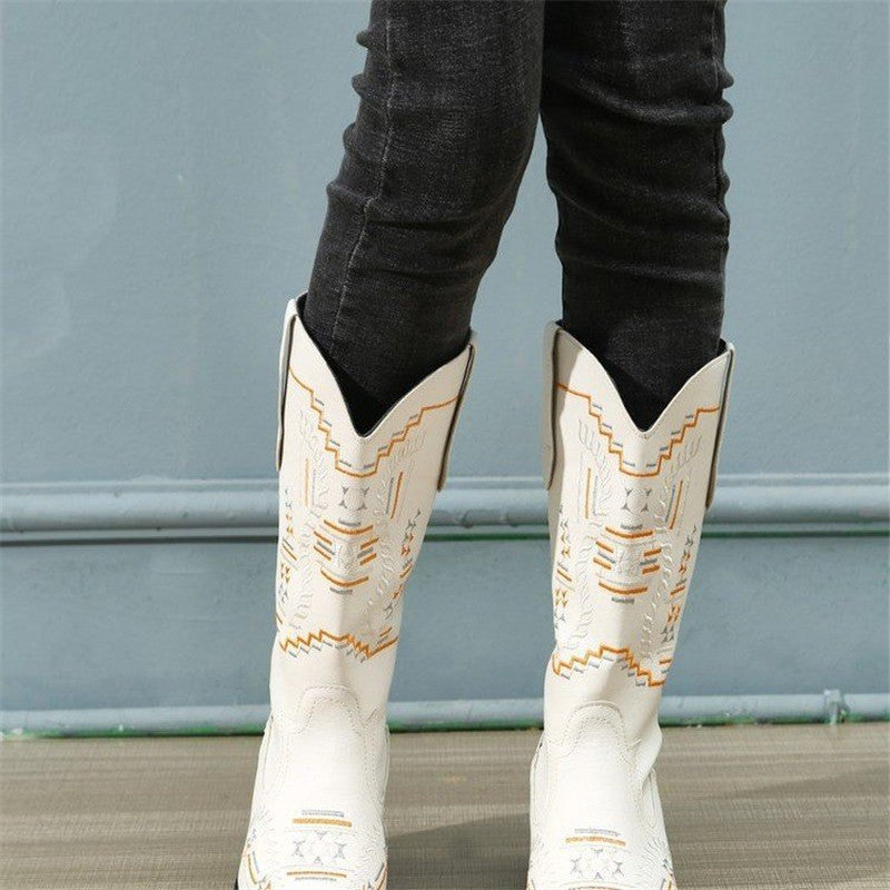 Retro High-Heeled Pointed Toe Thin Boots