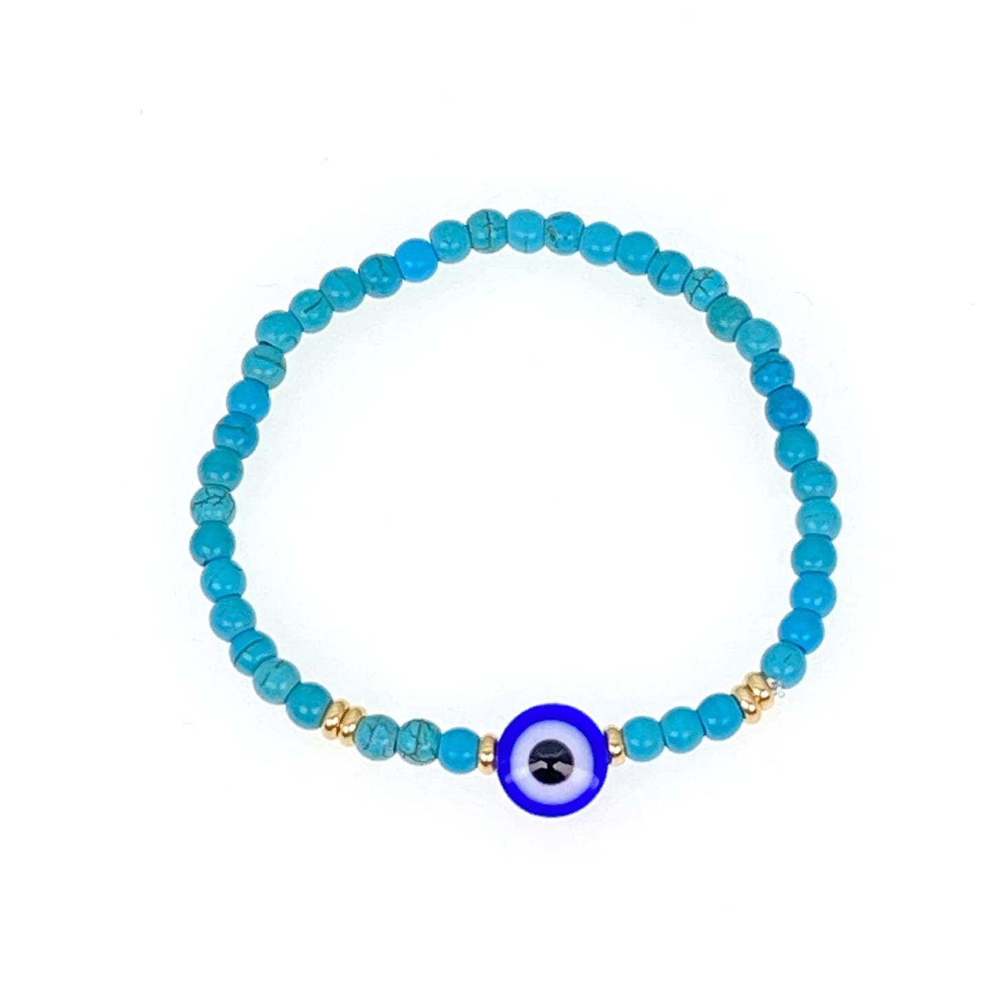 Natural Turquoise Blue Eye Lucky Beads Bracelet