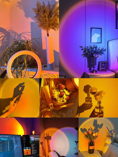 USB Sunset Rainbow Projector LED Night Light Decor