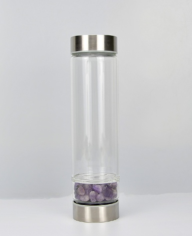 Creative Natural Colored Stone Glass Water Bottle