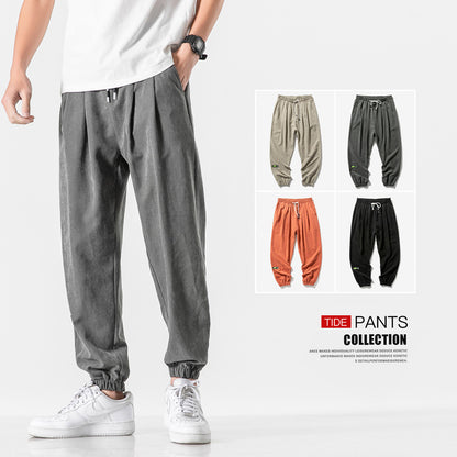 Casual Drawstring Elastic Waist Windbreaker Pants for Men