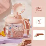 Cute Kawaii Penguin Water Bottle with Lid and Straw (1pc)