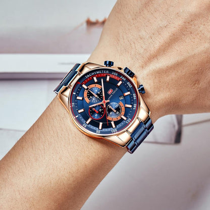 Stylish Steel Band Men's Chronograph Quartz Watch