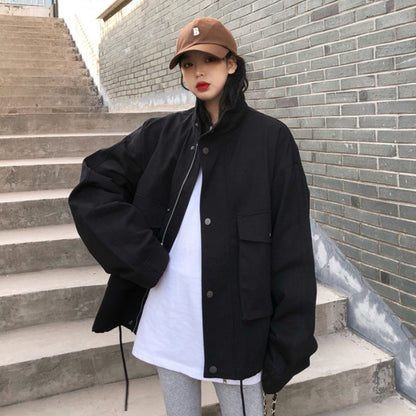 Women's Casual Loose Fit Tooling Windbreaker Jacket
