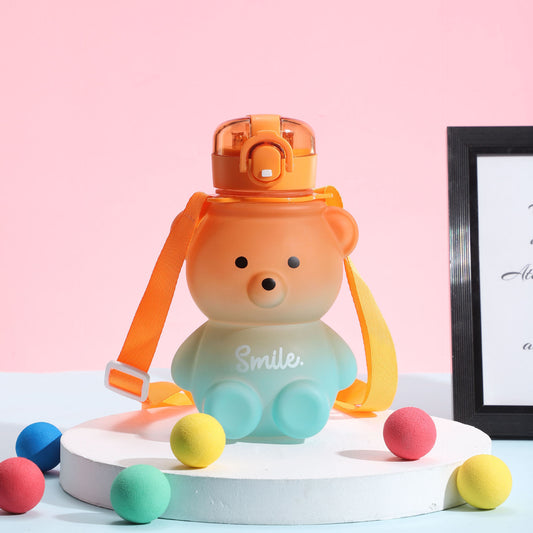 Bear Shaped Water Bottle with Lid and Straw (800ml)