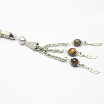 Tiger Eye Prayer Beads Bracelet with Tassel (33 Beads)