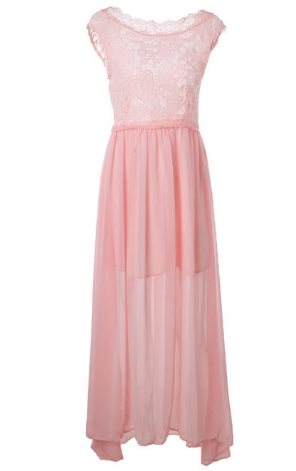 Elegant Lace Backless Sleeveless Maxi Dress