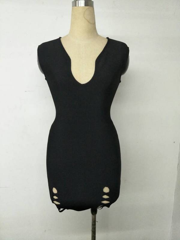 Elegant Black Sleeveless Bandage Dress for Parties