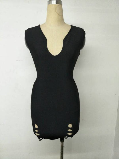 Elegant Black Sleeveless Bandage Dress for Parties