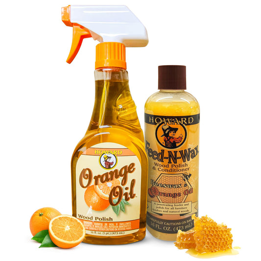 Howard Feed N Wax Wood Polish and Conditioner and Howard Orange Oil Wood Polish Wood Furniture Cleaner and Teak Wood Cleaner