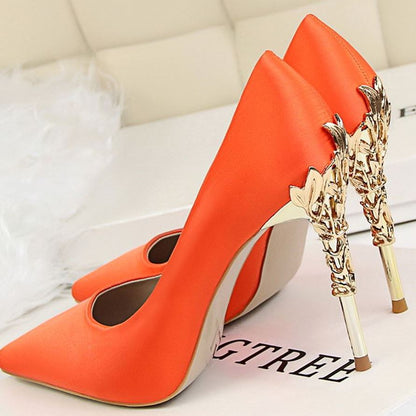 White Satin High Heels for Women - Stylish Pointed Shoes
