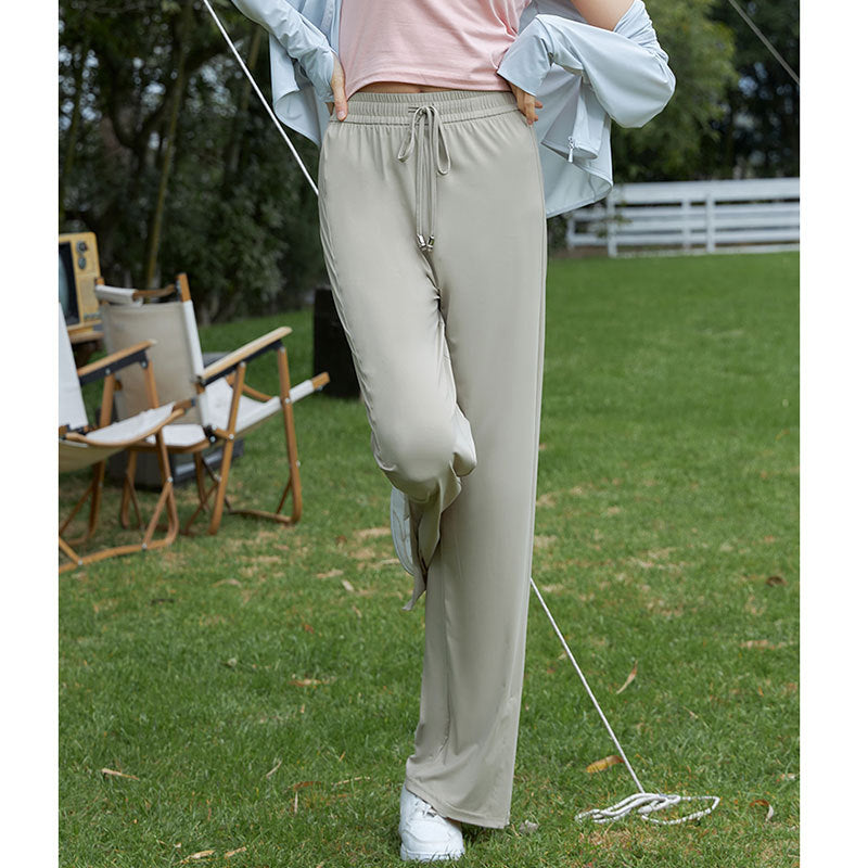 Pink Ice Silk Wide-Leg Trousers for Spring/Summer 2024