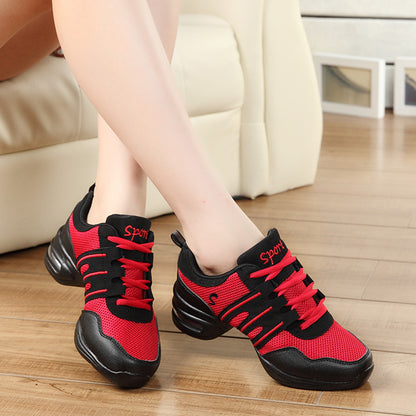 Breathable Mesh Mid-Heel Dance Shoes for Women