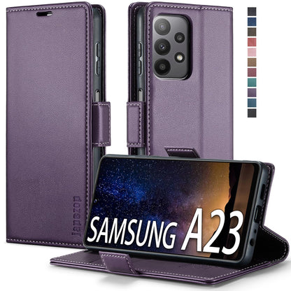 Samsung Galaxy A23 5G CaseSamsung Galaxy A23 5G Wallet Case with Card Holder [RFID Blocking] Kickstand MagneticLeather Flip Case Wallet for Samsung Galaxy A23 5G 6.6 Inch (Fashion Purple)