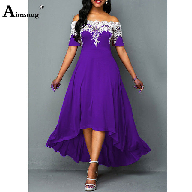 Elegant 5XL Women's Vintage Maxi Dress with Lace Detail