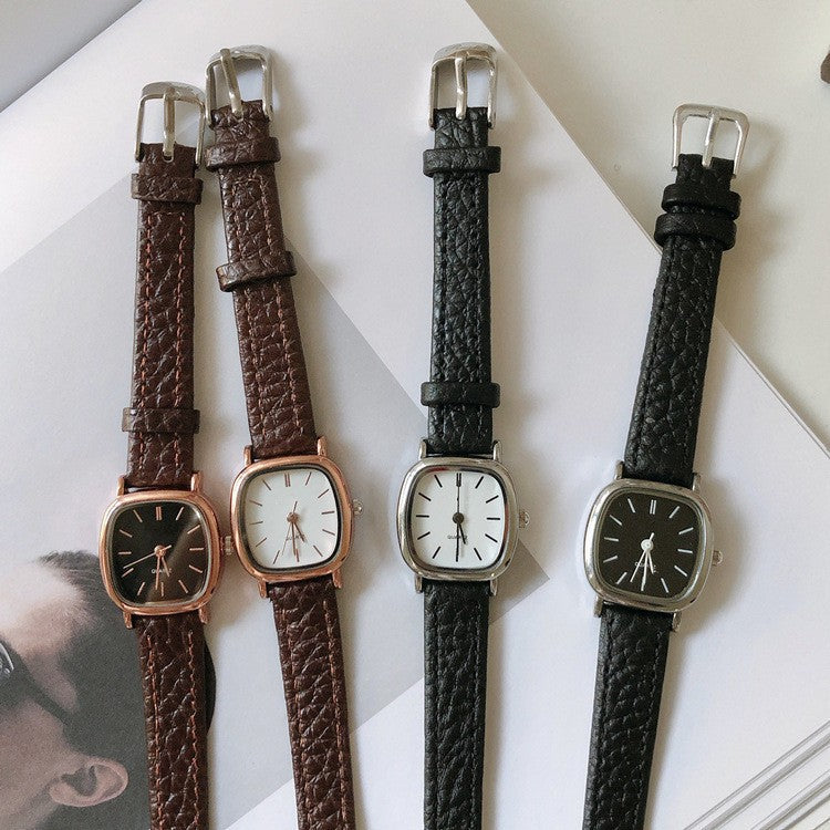 Square Dial Leather Vintage Women's Quartz Watch