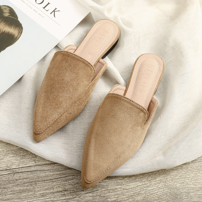 Women's Flock Pointed Mules Flats Slippers
