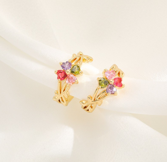 Korean Style Zircon Flower Adjustable Ring for Women