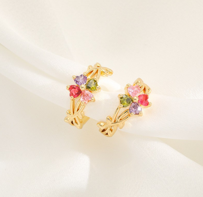 Korean Style Zircon Flower Adjustable Ring for Women