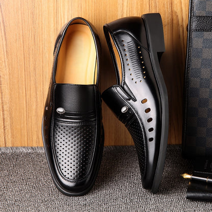 Men's Genuine Leather Casual Business Shoes - Breathable