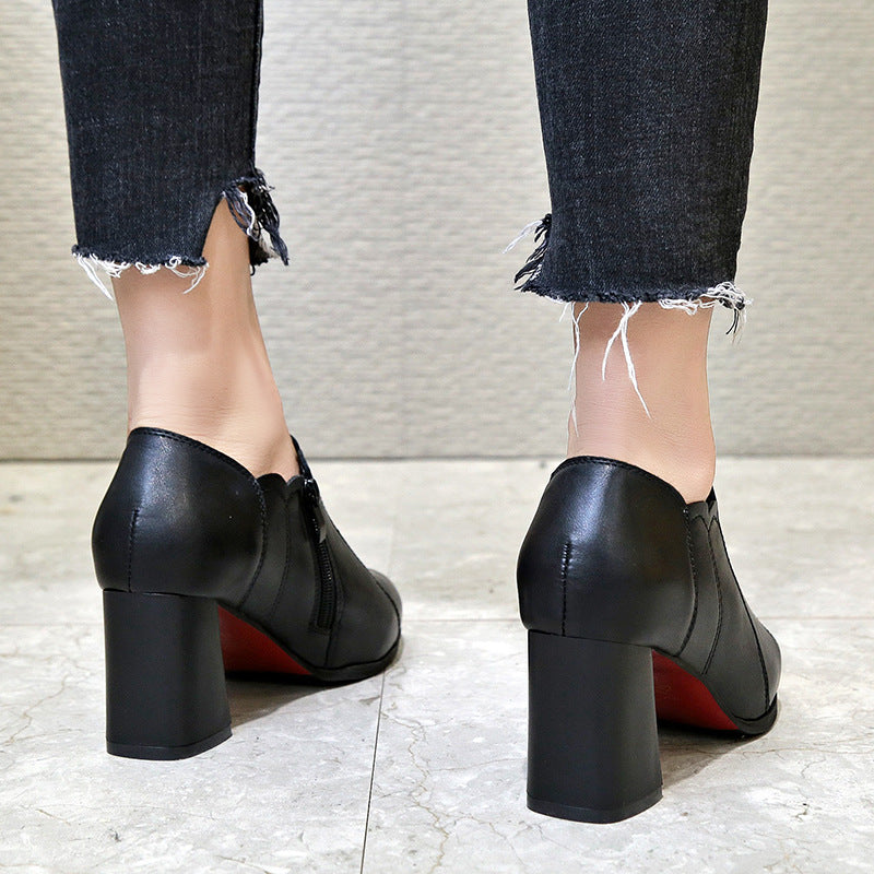 2019 Women's Chunky Heeled Ankle Boots with Pointed Toe
