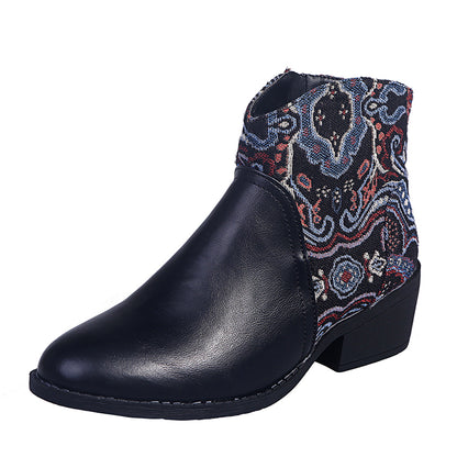 Color Block Pointed Toe Boots