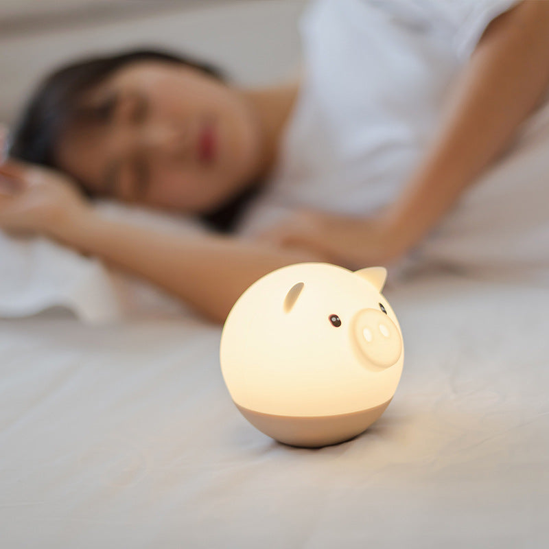 USB Rechargeable Colorful Pig Night Light (Creative Gift)