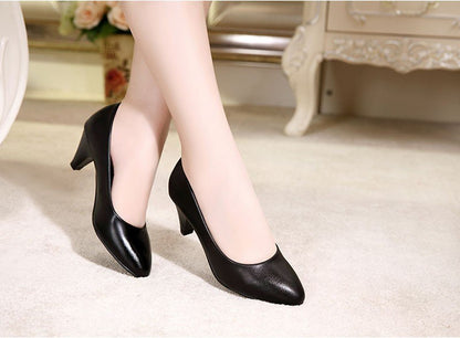 Women's Black Leather Business Work Shoes (Size 43)